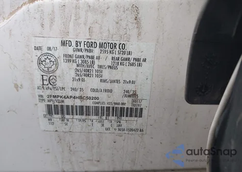 2017 Ford Edge Sport z USA, uszkodzony, nr VIN 2FMPK4AP4HBC50200